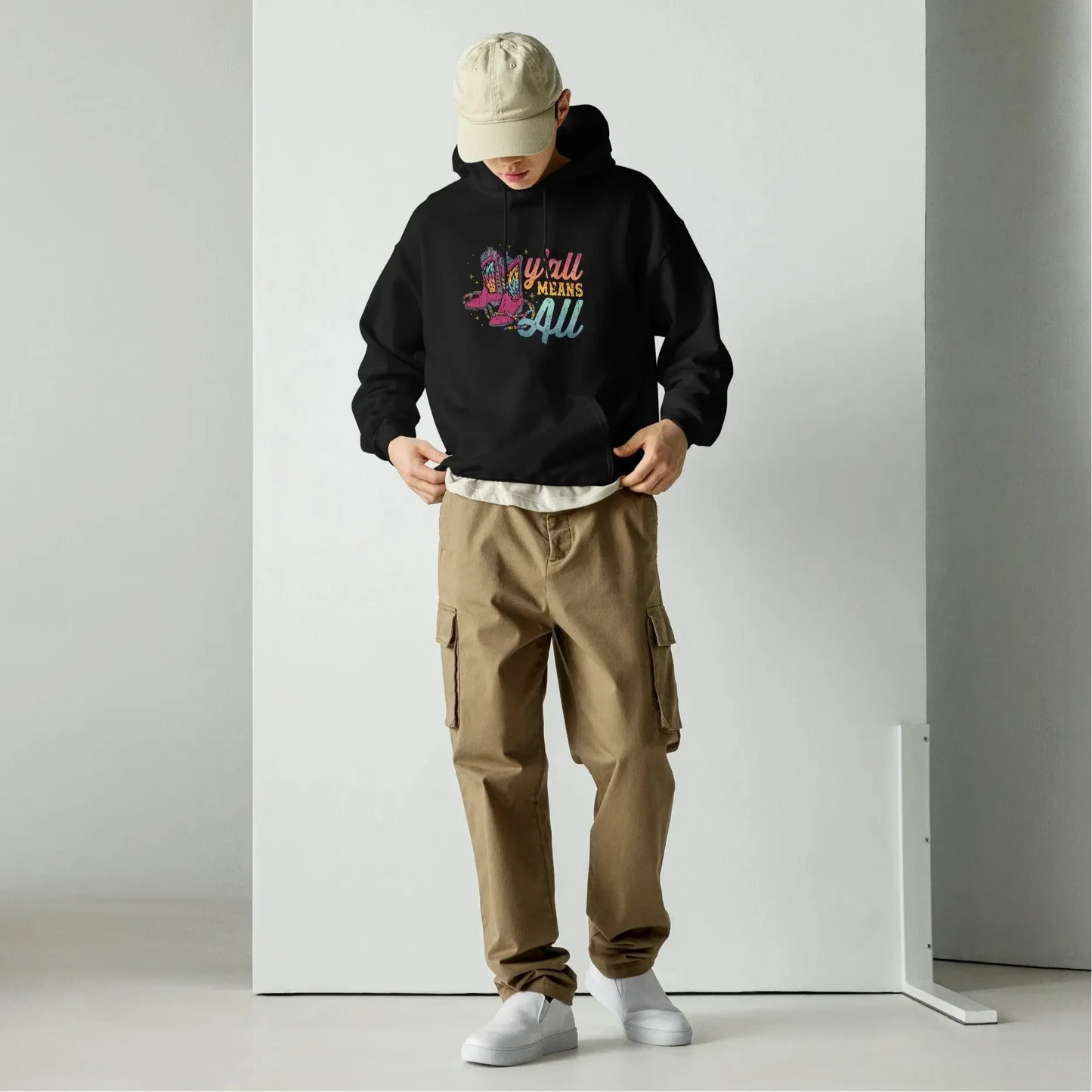 Y’all Means All Rainbow Boots Unisex Hoodie, western, pride, equality, love is love, trans rights, lqbtq, Rebel Girl Rampage