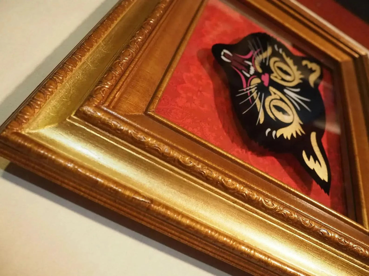 Black Cat Silk Screen Shadow Box Original Art, Nerdmonger, framed Pop Art, Haloween, Rebel Girl Rampage