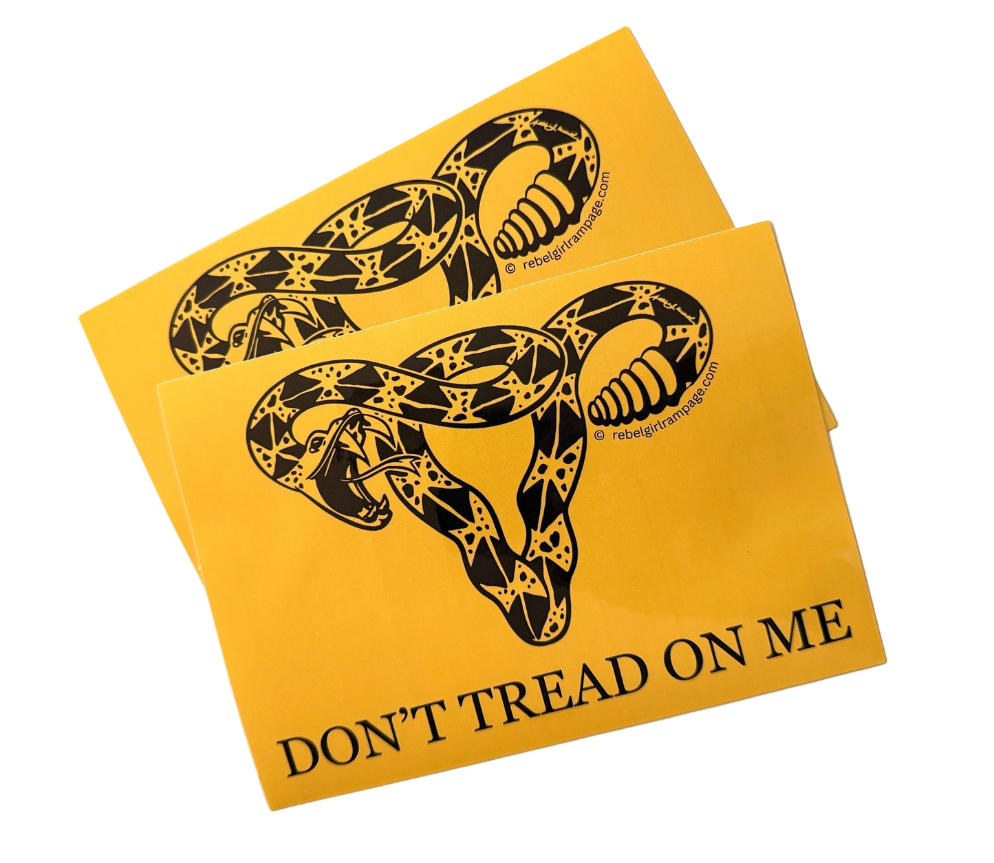 Two Don’t Tread On Me Uterus abortion rights Bumper Stickers, Rebel Girl Rampage