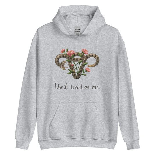 Don’t Tread On Me Uterus with Flowers unisex feminist pro choice women’s rights hoodie Rattlesnakes and Roses abortion rights sweatshirt Rebel Girl Rampage