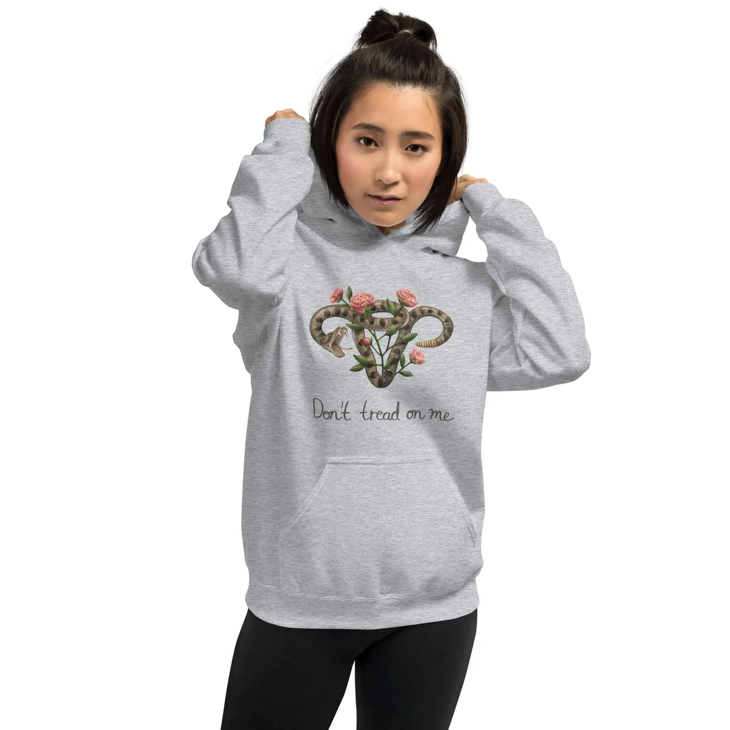 Don’t Tread On Me Uterus with Flowers unisex feminist pro choice women’s rights hoodie Rattlesnakes and Roses abortion rights sweatshirt Rebel Girl Rampage
