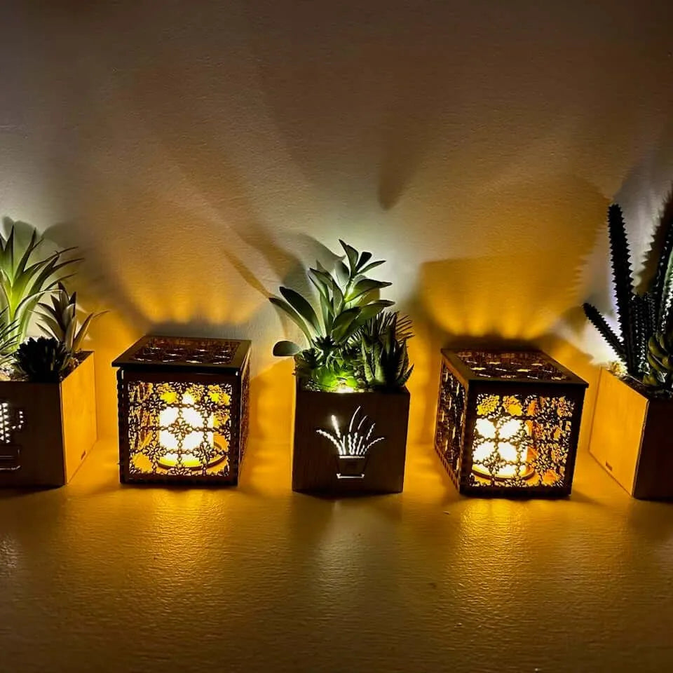 Wooden Tea Light chinese lantern handcrafted room table decor rebel girl rampage