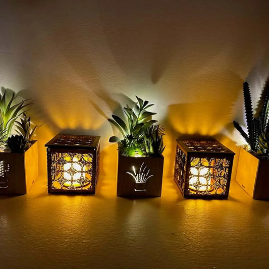 Wooden Tea Light chinese lantern handcrafted room table decor rebel girl rampage
