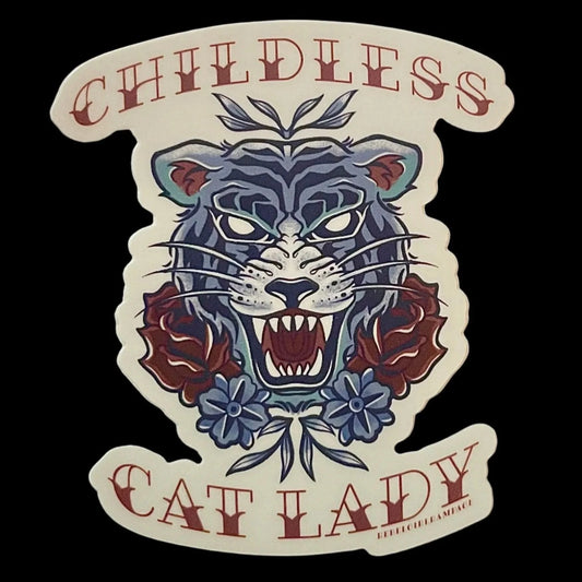 Childless Cat Lady Die Cut Sticker Kamala Taylor Swift Democrats American Tattoo Goddess Rebel Girl Rampage