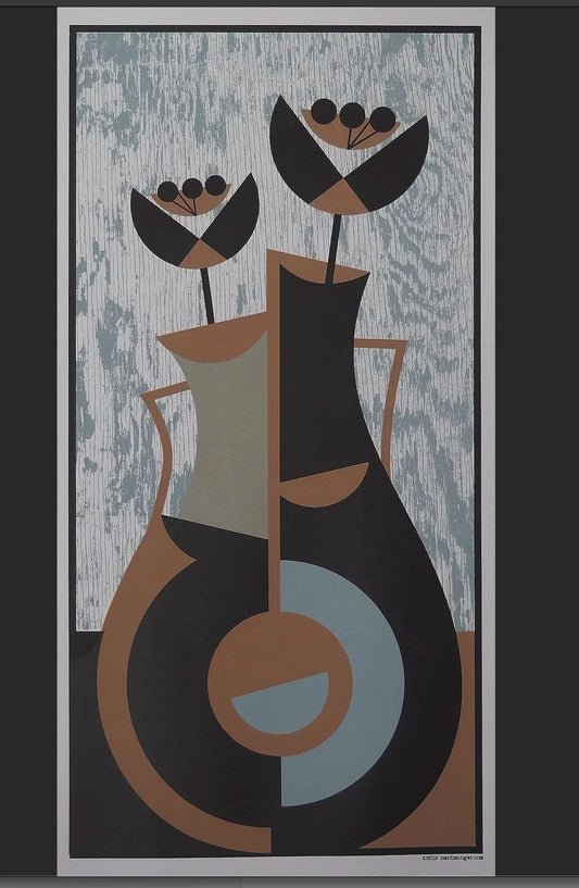 Modernist Flowers Hand silk screened art poster by Nerdmonger at Rebel Girl Rampage