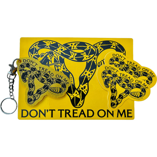 Don’t Tread On Me Uterus Feminist Keychain & Bumper Sticker Gift Pack