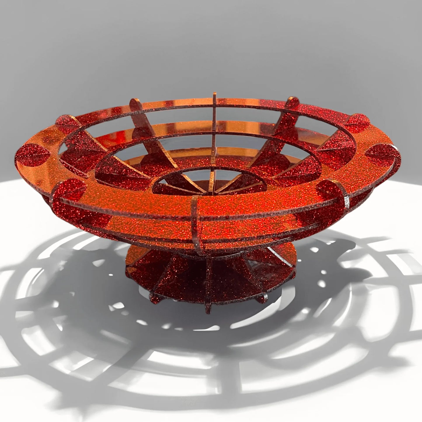 retro atomic home decor decorative bowl vintage style chic custom design red glitter fruit stand mid mod Rebel Girl Rampage