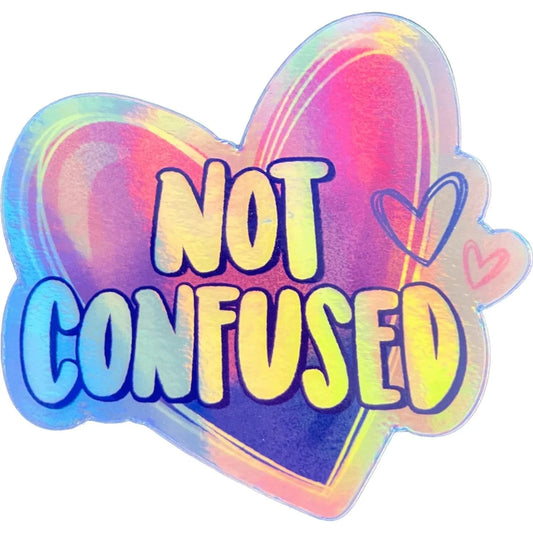 Not Confused Pride Heart Sticker, bisexual pride, LGBTQ rights, Rebel Girl Rampage