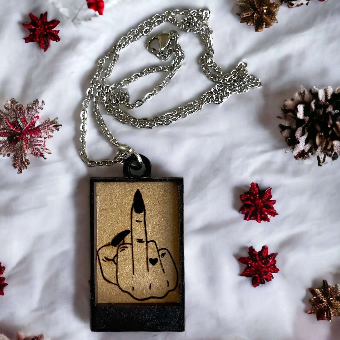 Middle Finger Shadow Box Pendant