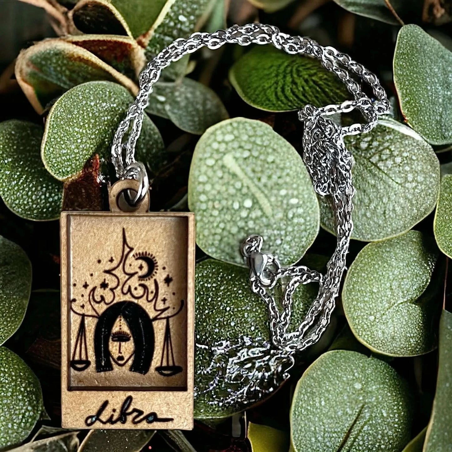 Libra Zodiac Pendant, witchy, magical, astrology, upcycled wood, handcrafted, Rebel Girl Rampage