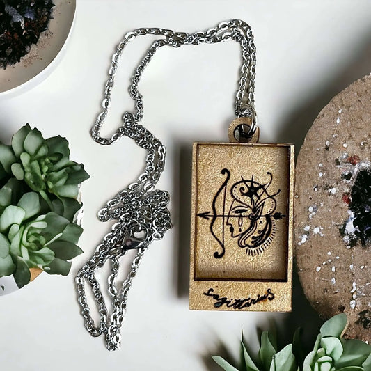 sagittarius astrology zodiac fire sign shadow box pendant