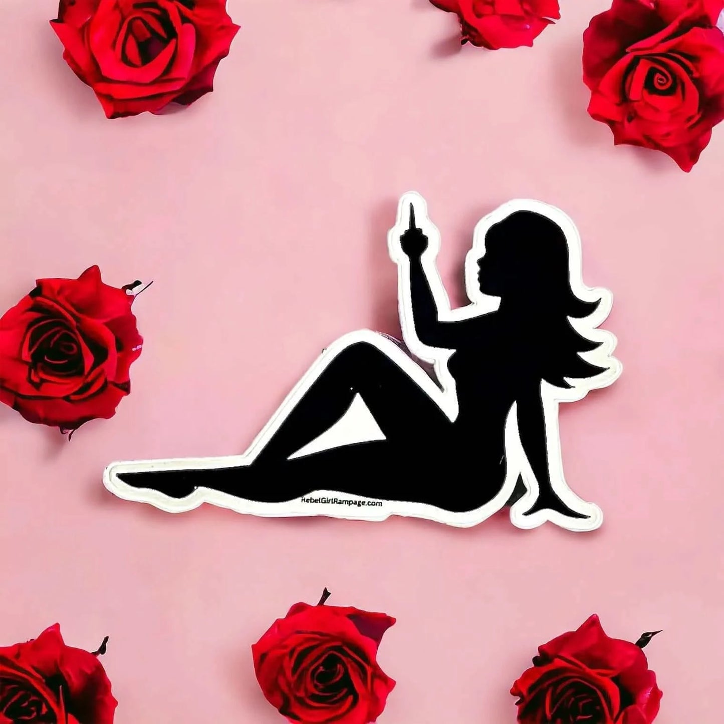 Mud flap Chick Middle Finger feminist Girl Power vinyl Bumper sticker Rebel Girl Rampage