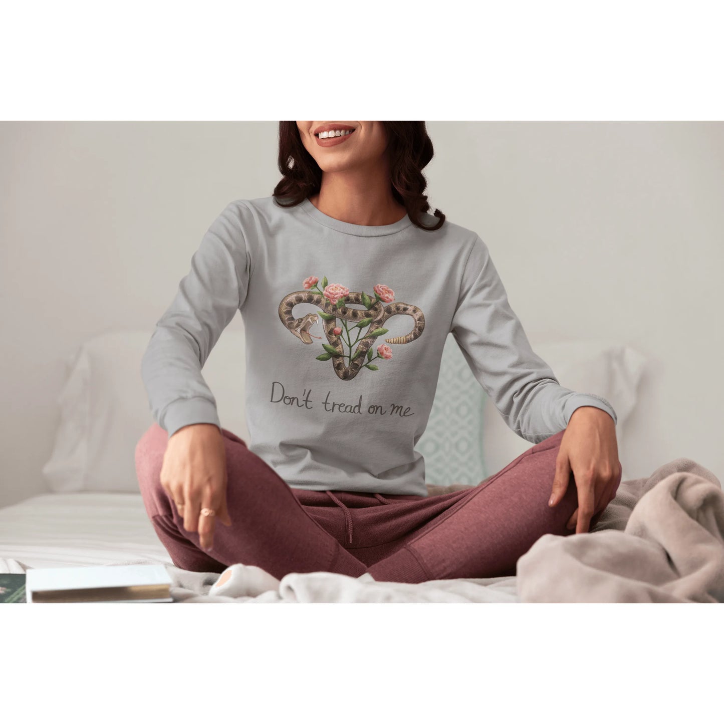 Pro Choice Don’t Tread On Me Uterus With Flowers Unisex Long Sleeve  Abortion Rights Texas  Ovaries