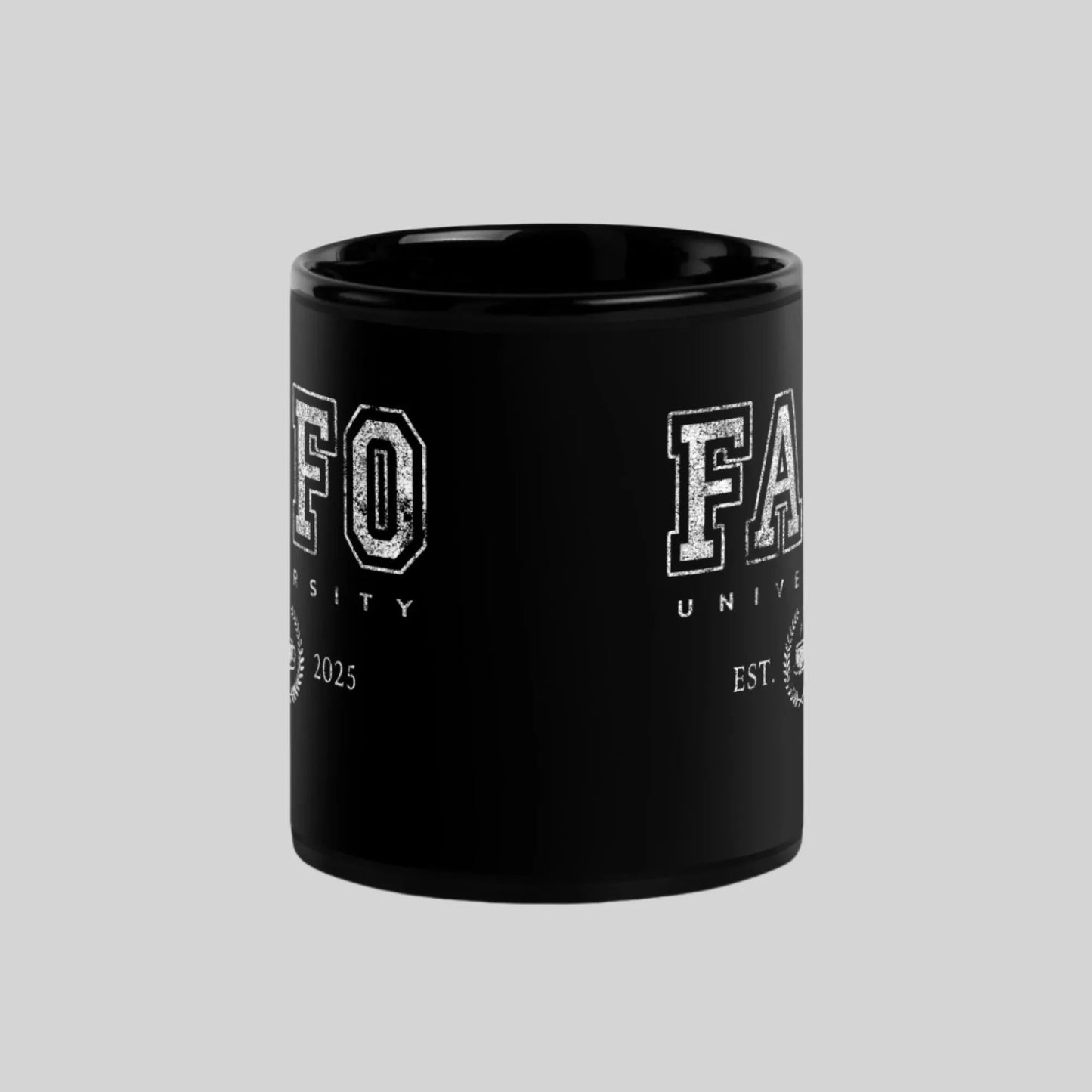 FAFO University Black Ceramic Coffee Mug, Home Goods, collegiate Alma Mater, Rebel Girl Rampage