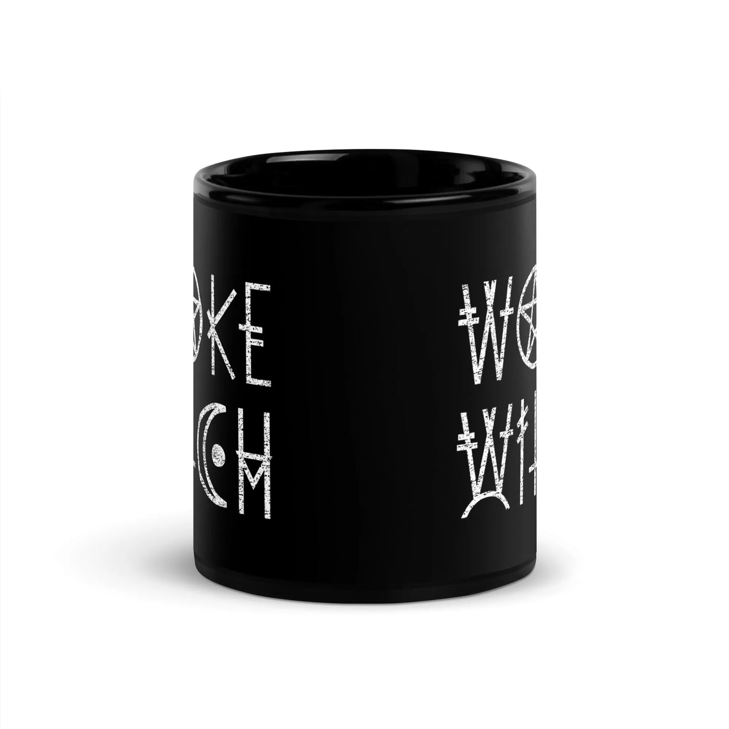 Woke Witch Black Ceramic Coffee Mug, Feminist, Pentagram, Rebel Girl Rampage