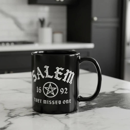 Salem University Black Ceramic Coffee Mug, Magick, the witches you couldn’t burn, Gothic Team spirit, Rebel Girl Rampage