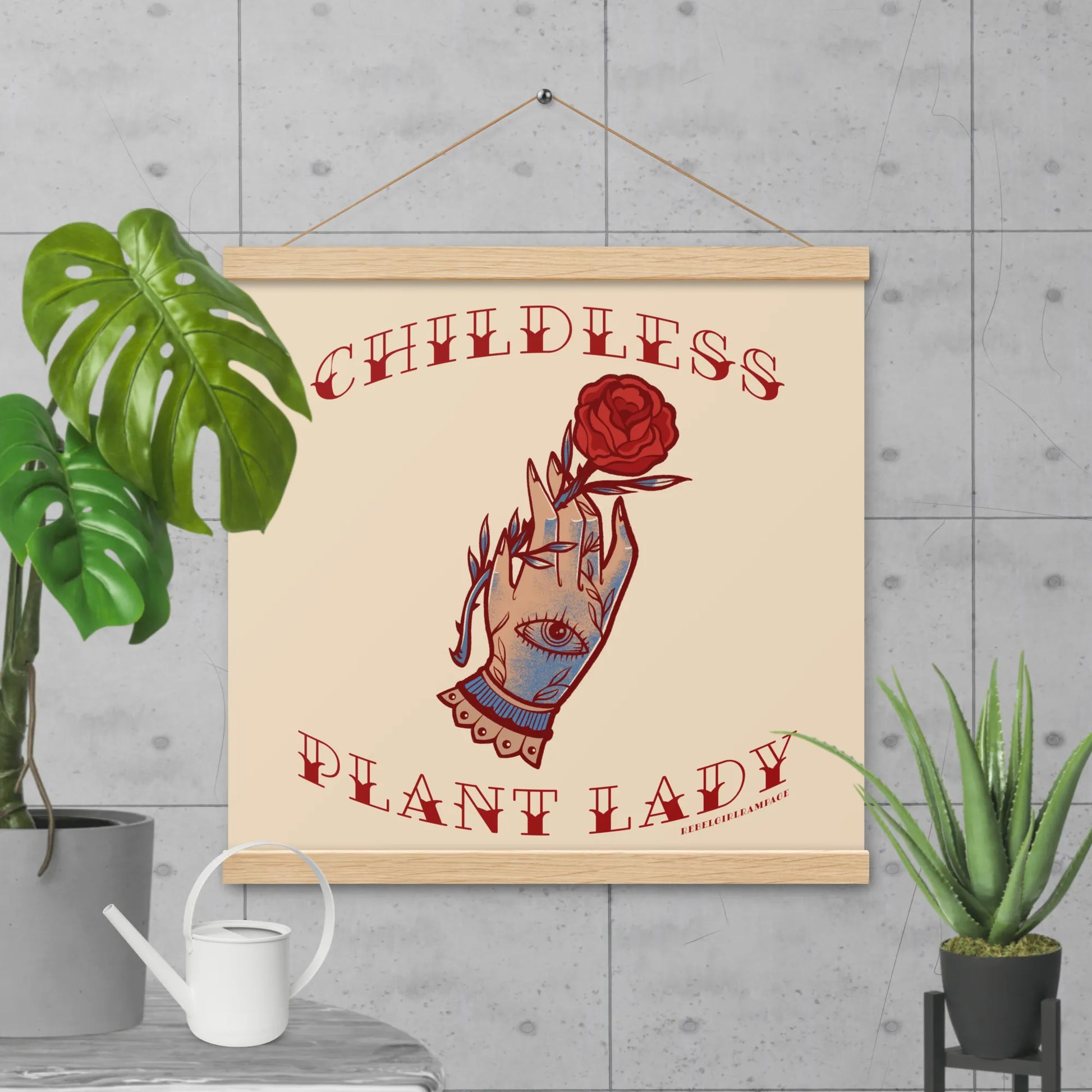 Childless Cat Lady Home Decor Art Vintage Tattoo Style Poster JD Vance Women’s Empowerment Vote Blue Kamala Harris Rebel Girl Rampage