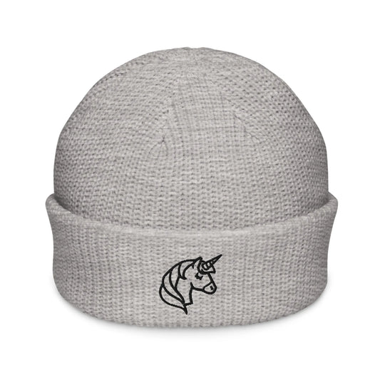 unicorn embroidered grey beanie, magical, whimsical, Rebel Girl Rampage