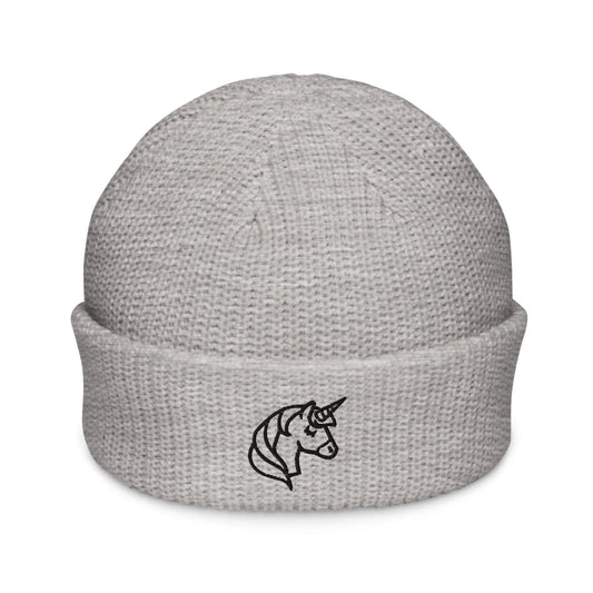 unicorn embroidered grey beanie, magical, whimsical, Rebel Girl Rampage