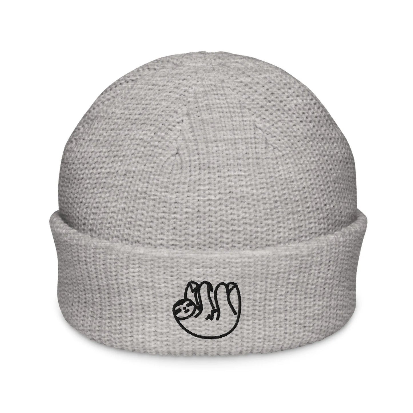 Sloth embroidered large knit fisherman beanie winter hat Rebel Girl Rampage