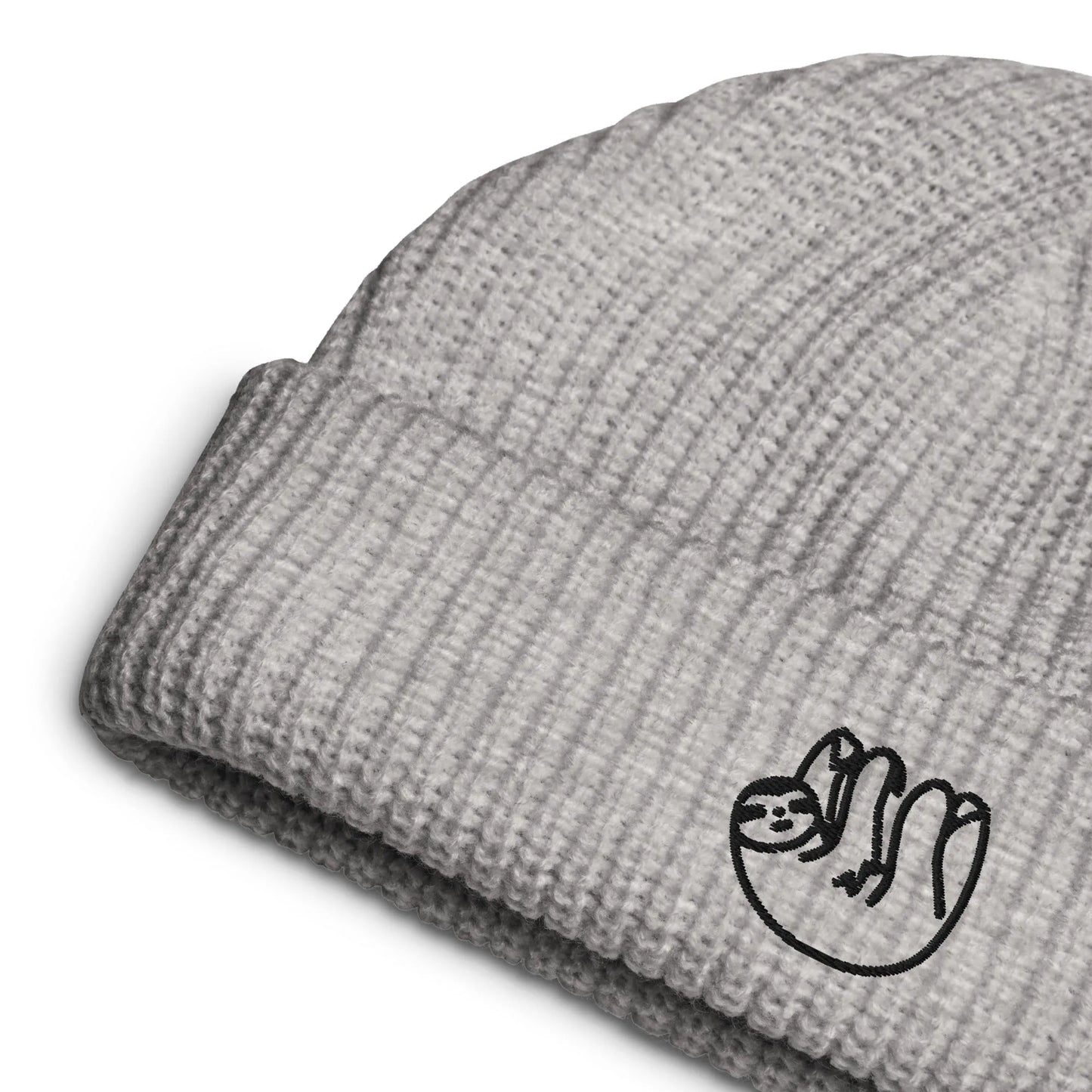 Sloth embroidered large knit fisherman beanie winter hat Rebel Girl Rampage