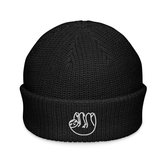 Sloth embroidered wide knit fisherman beanie cute rainforest animal winter hat from Rebel Girl Rampage