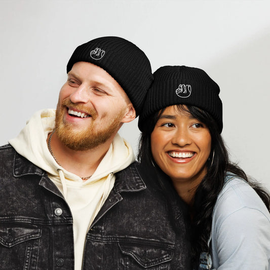 Sloth embroidered large knit fisherman beanie winter hat, Rebel Girl Rampage