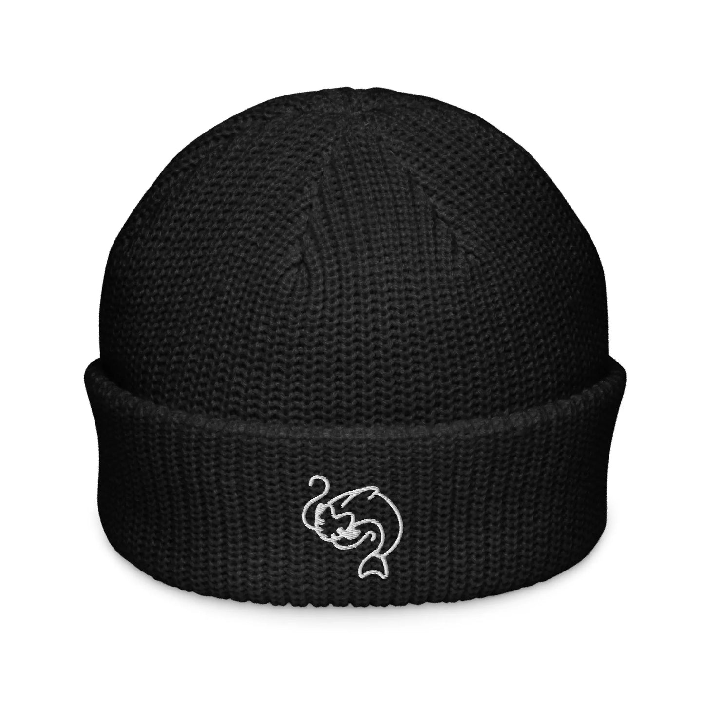 Catfish Embroidered Fisherman Beanie Loose Knit Winter Hat Rebel Girl Rampage