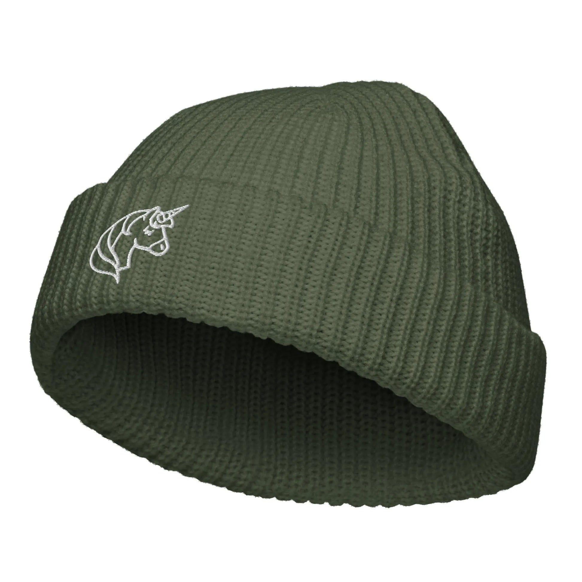 unicorn embroidered green beanie, magical, whimsical, Rebel Girl Rampage