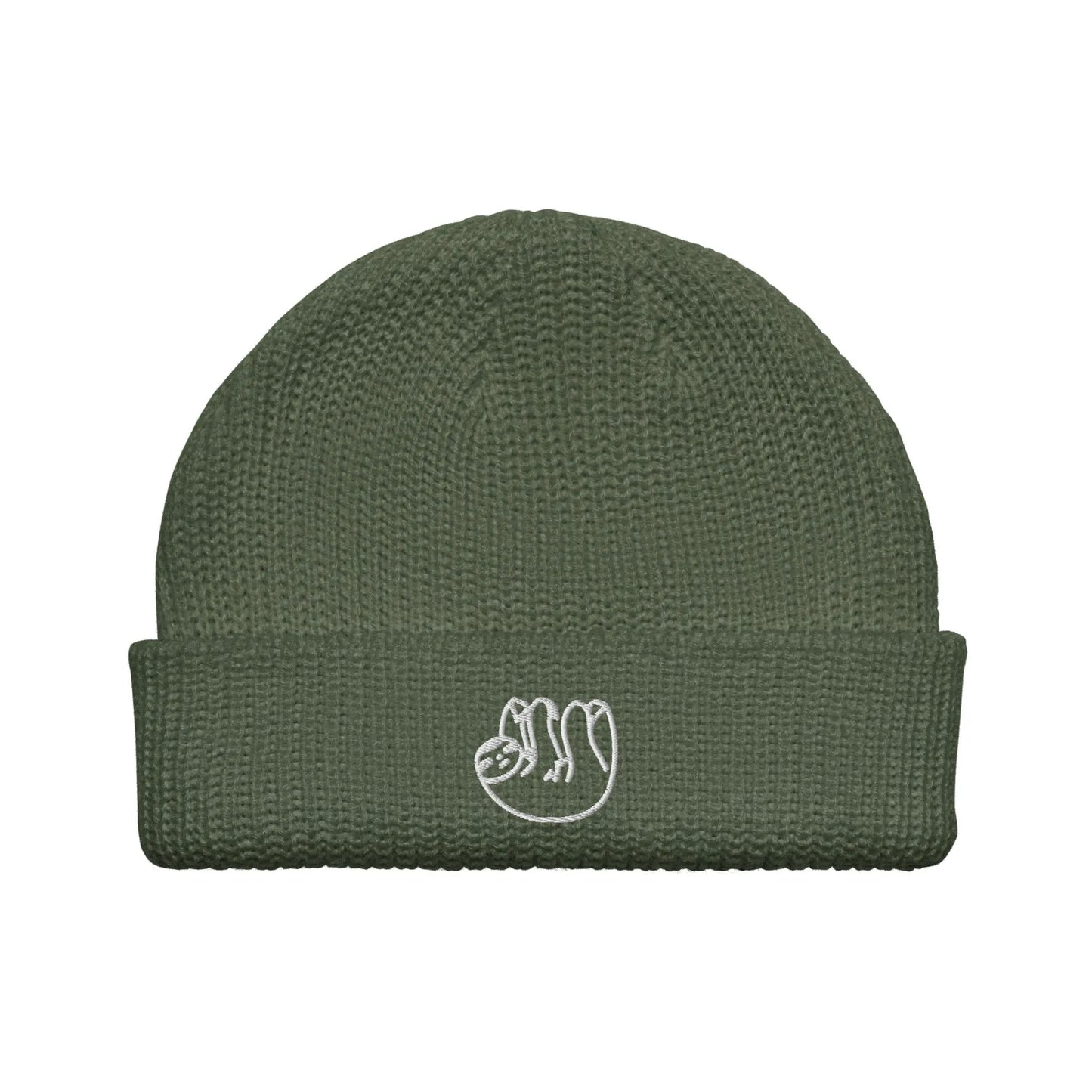 Sloth embroidered large knit fisherman beanie winter hat Rebel Girl Rampage