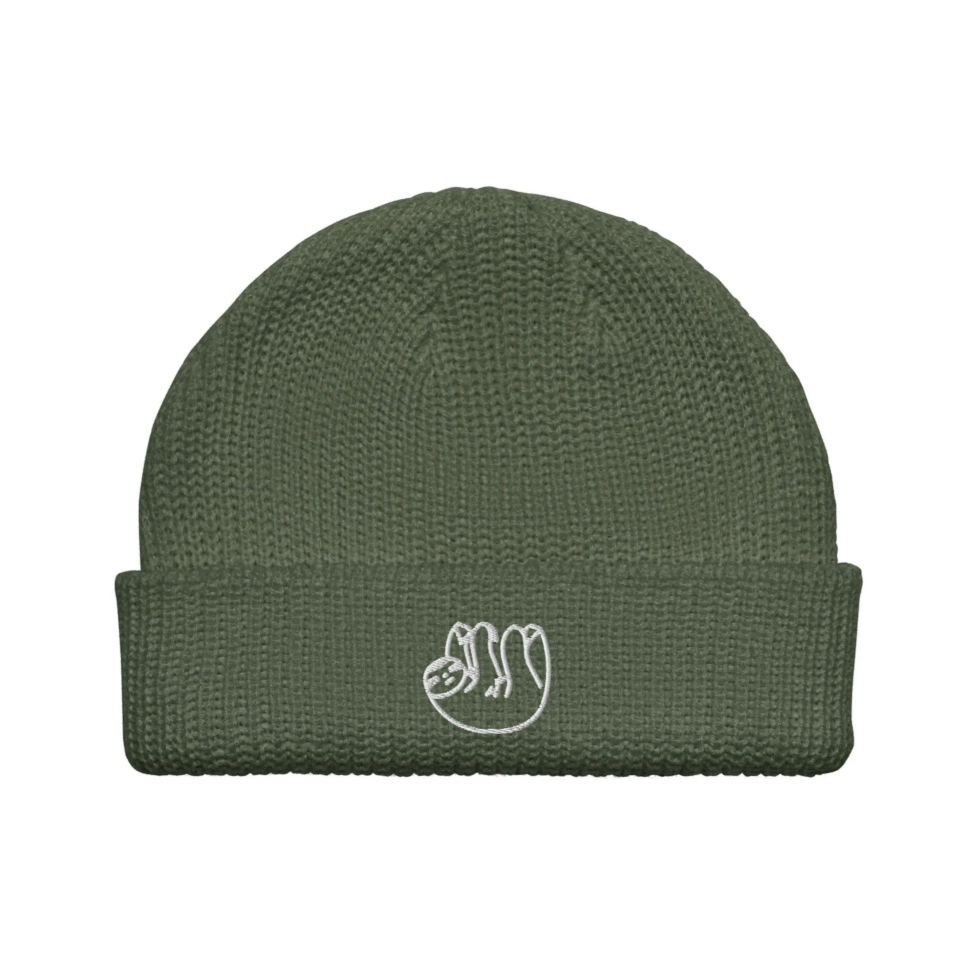 Sloth embroidered large knit fisherman beanie winter hat Rebel Girl Rampage