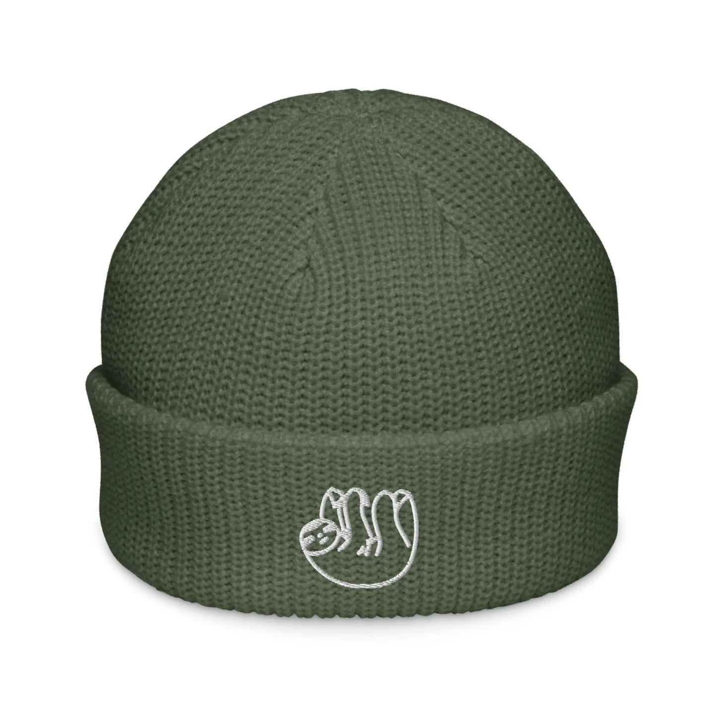 Sloth embroidered large knit fisherman beanie cute animal winter hat Rebel Girl Rampage