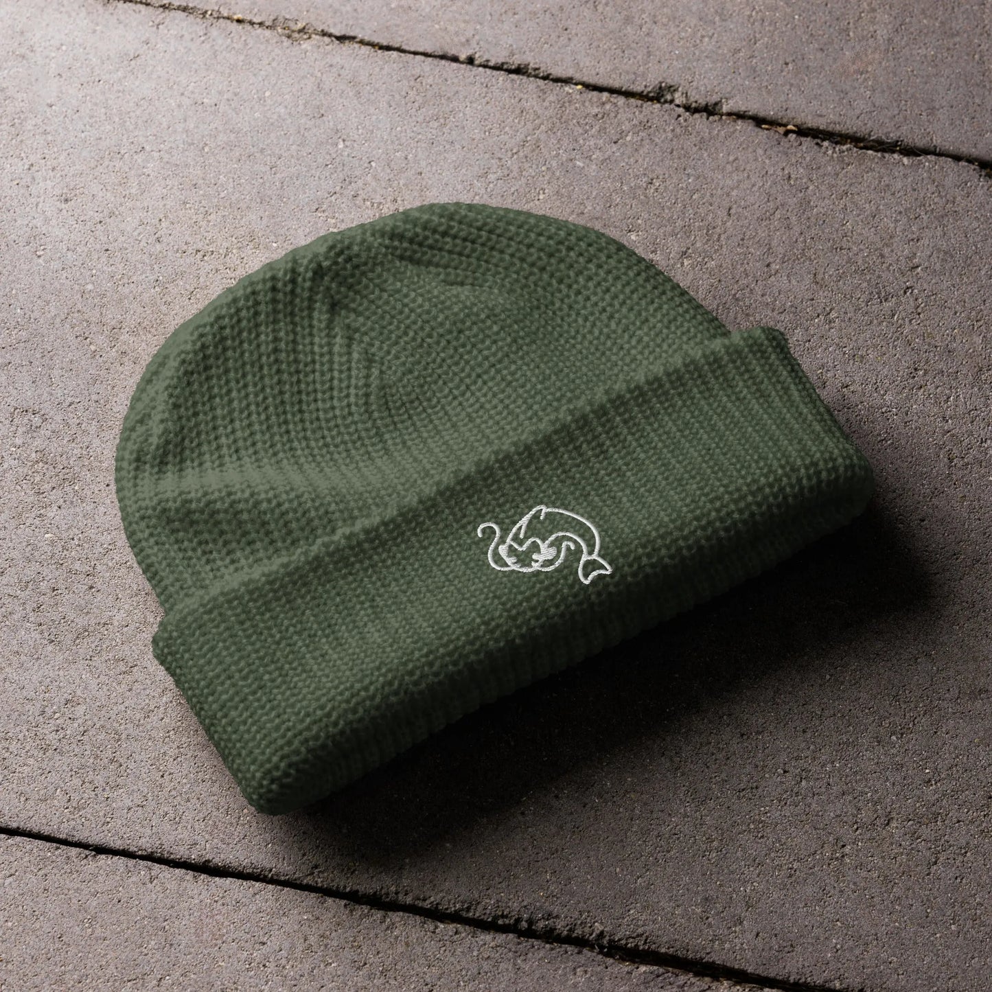 Catfish Embroidered Fisherman Beanie Loose Knit Winter Hat Rebel Girl Rampage