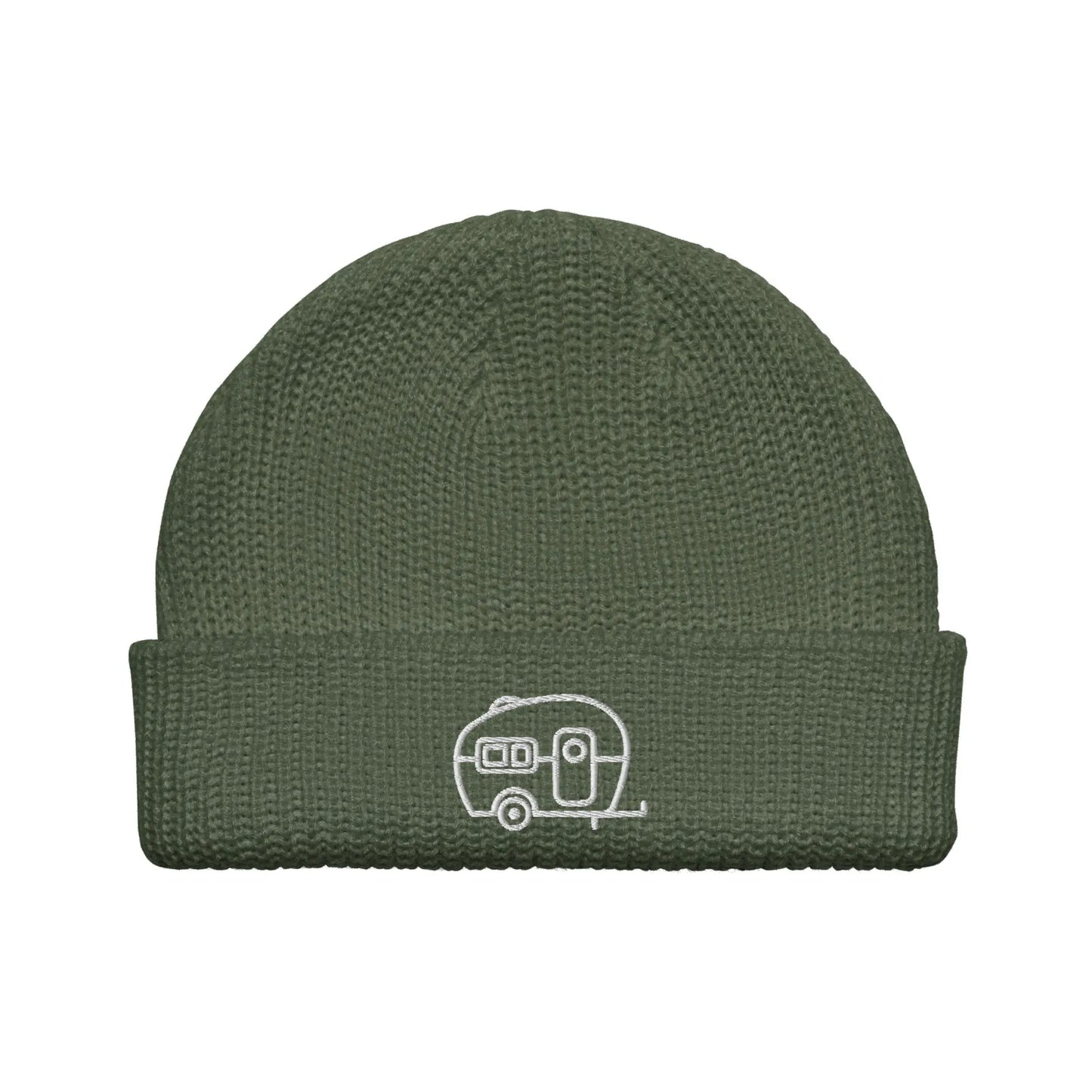 Vintage Retro Camper Embroidered Fisherman Beanie Winter Hat Rebel Girl Rampage