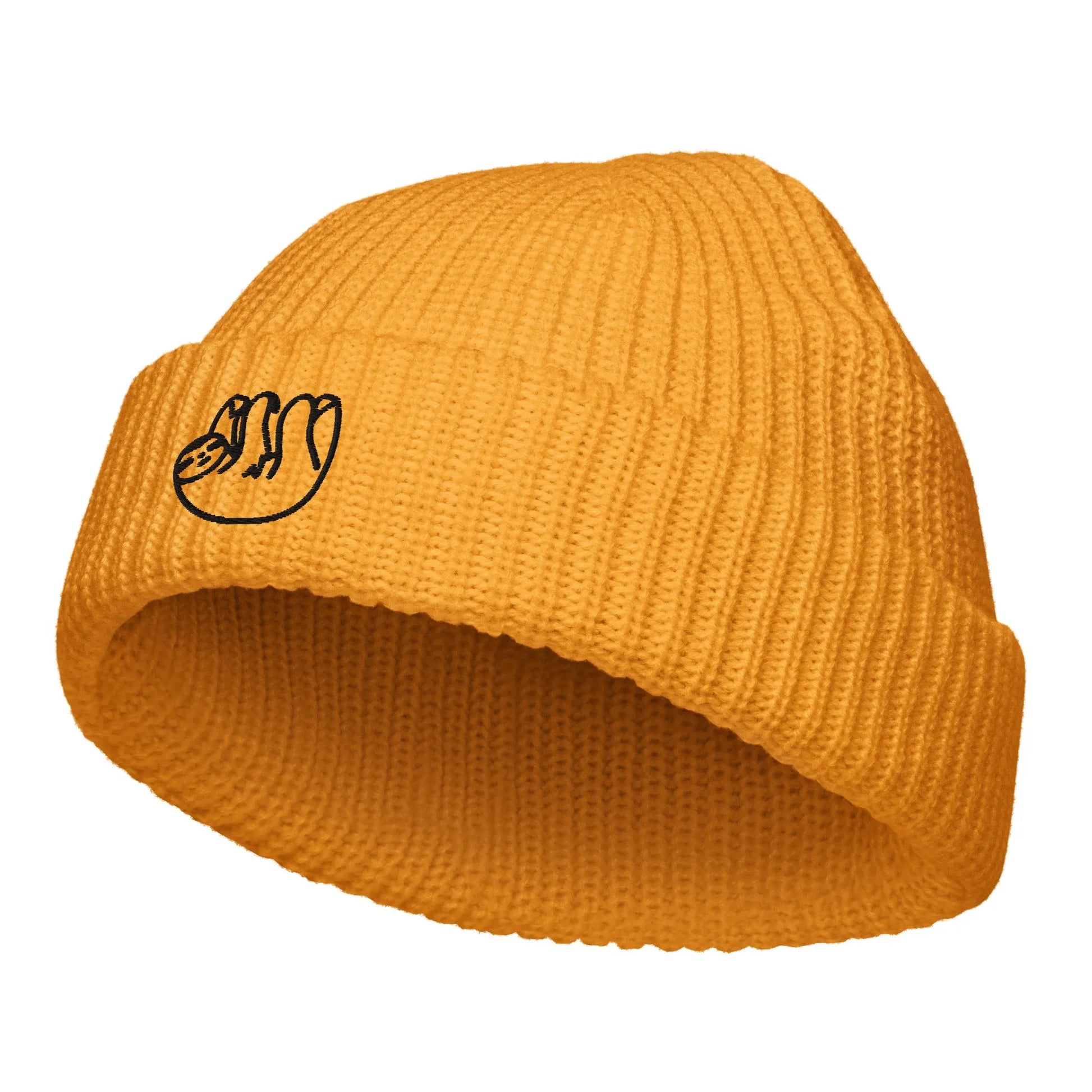 Sloth embroidered large knit fisherman beanie winter hat Rebel Girl Rampage