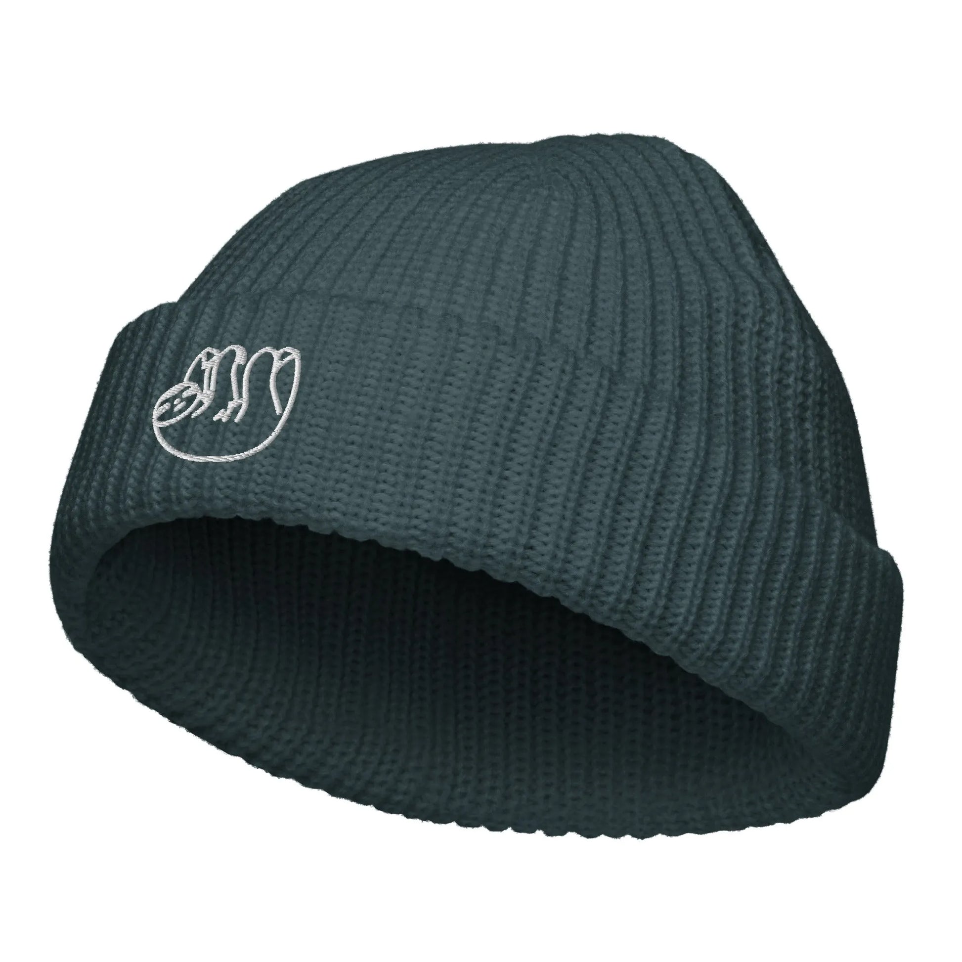 Sloth embroidered large knit fisherman beanie winter hat Rebel Girl Rampage