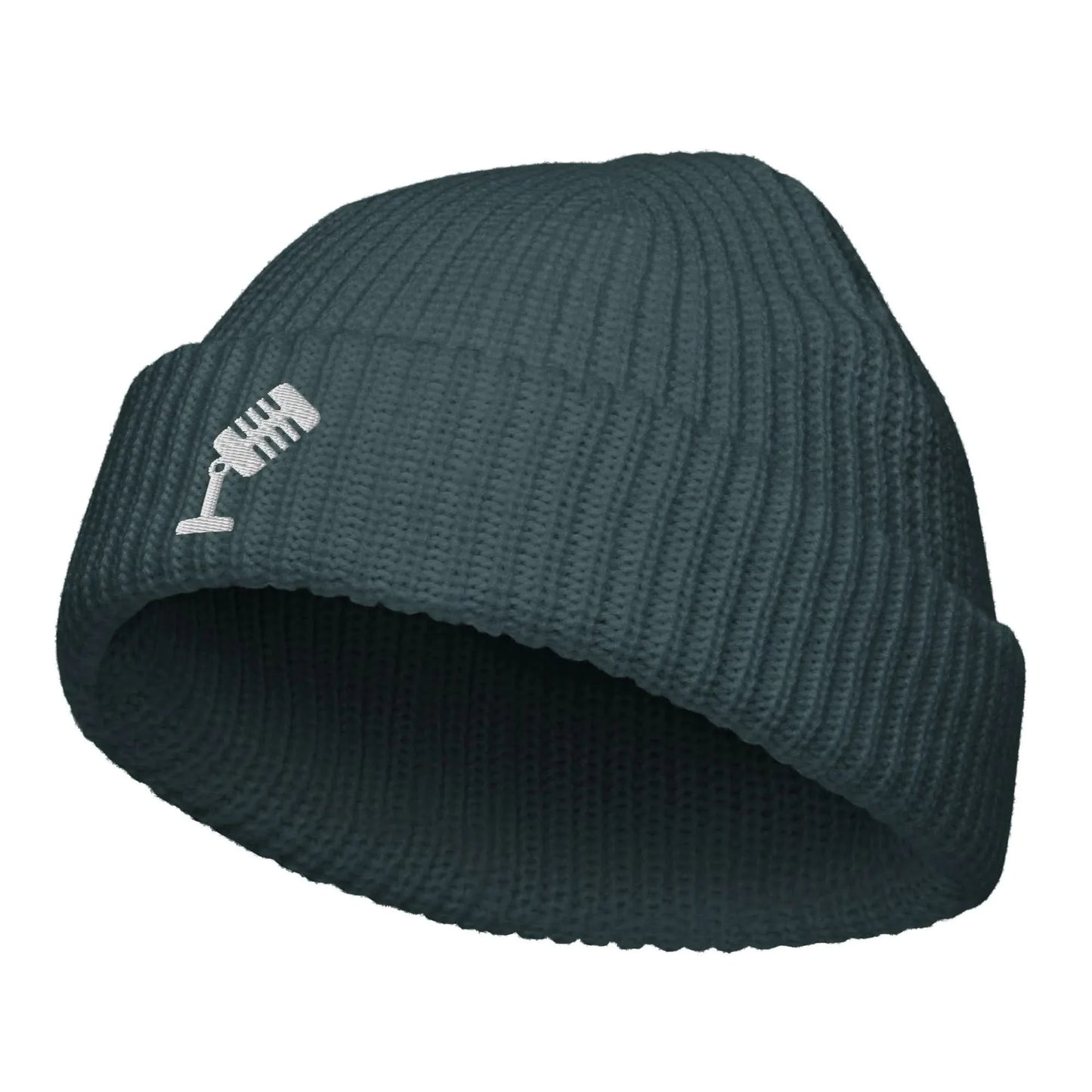 Retro Vintage Microphone Embroidered knit Fisherman Beanie winter hat by Rebel Girl Rampage