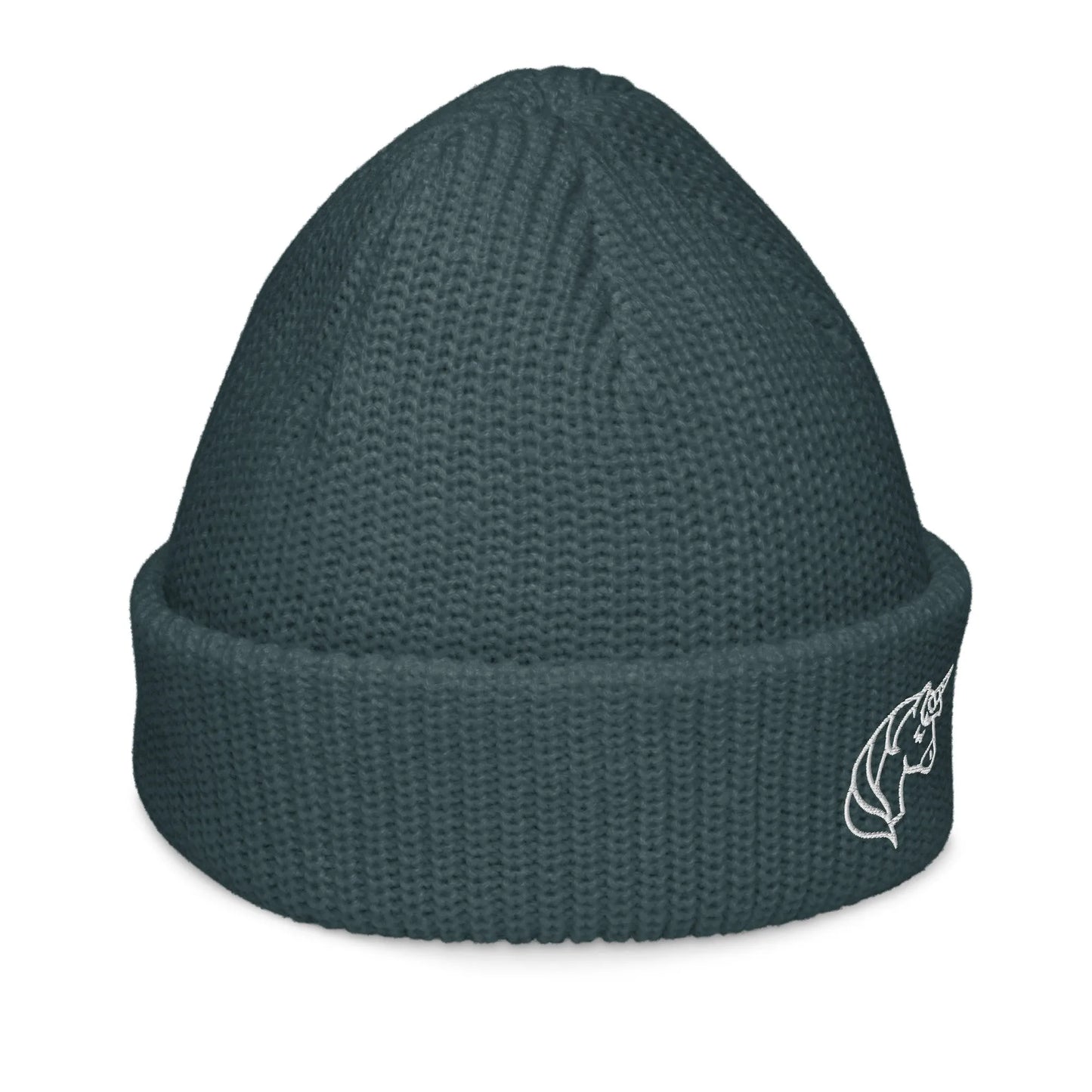 unicorn embroidered dark blue beanie, magical, whimsical, Rebel Girl Rampage