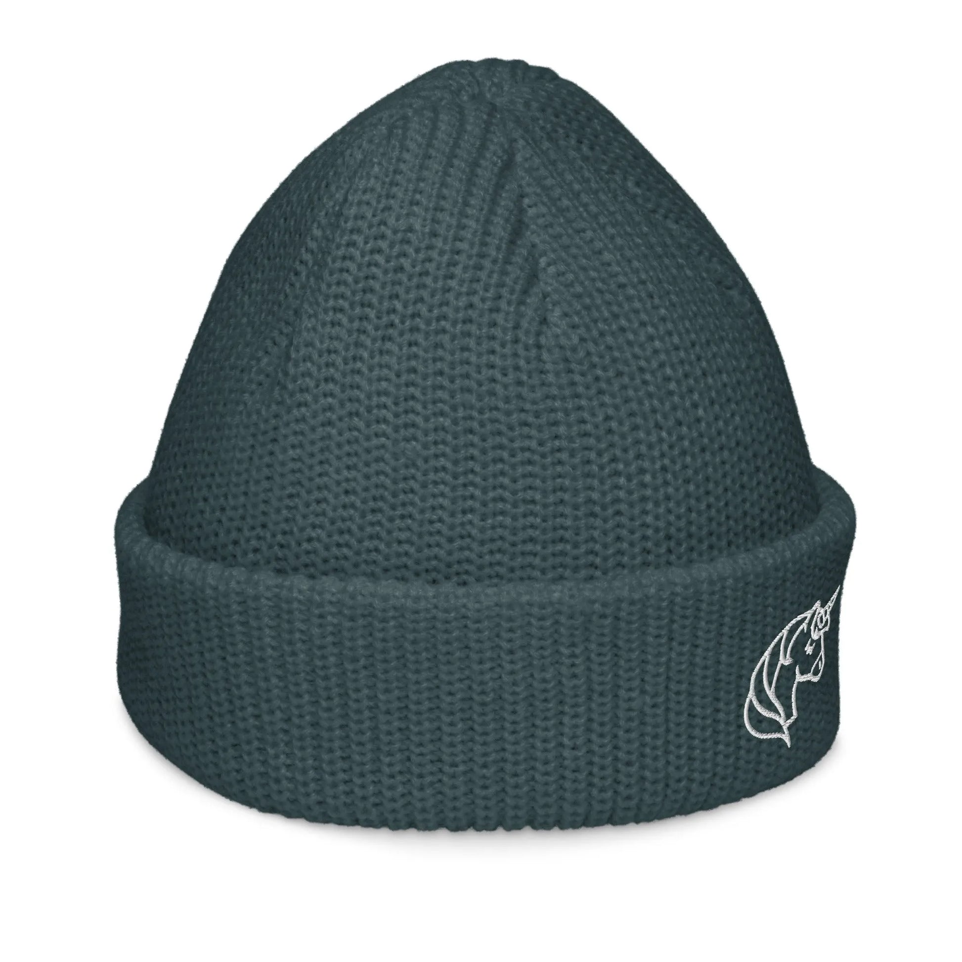 unicorn embroidered dark blue beanie, magical, whimsical, Rebel Girl Rampage