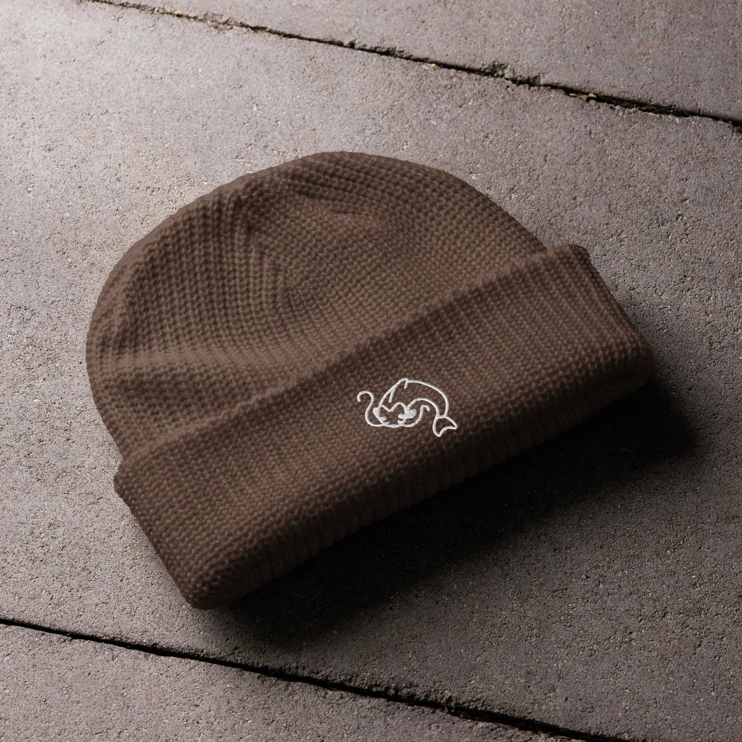 Catfish Embroidered Fisherman Beanie Loose Knit Winter Hat Rebel Girl Rampage