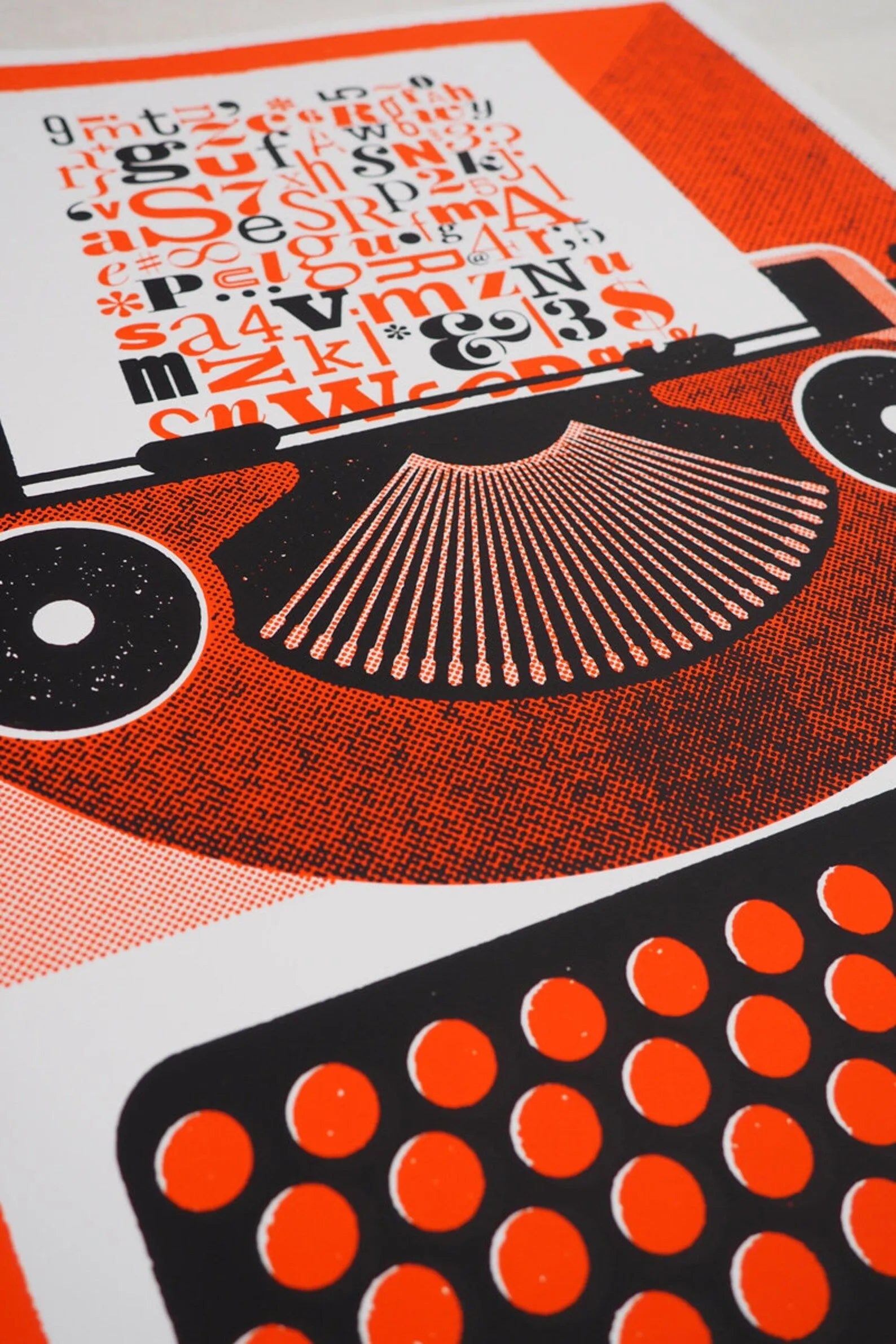 Retro Vintage Typewriter Art Poster Hand silk Screen and designed by artist Nerdmonger room decor Visual Wall Art, Rebel Girl Rampage