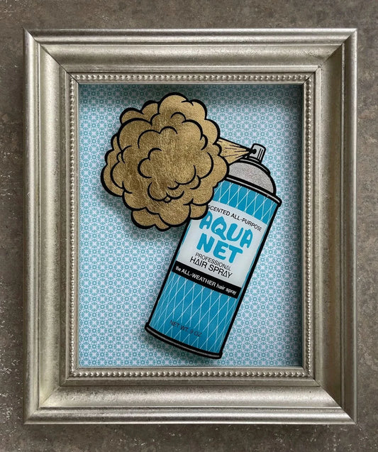 Vintage Aqua Net Pop Art Hair Spray Can Shadow boxed in an upcycled frame by nerdmonger at Rebel Girl Rampage