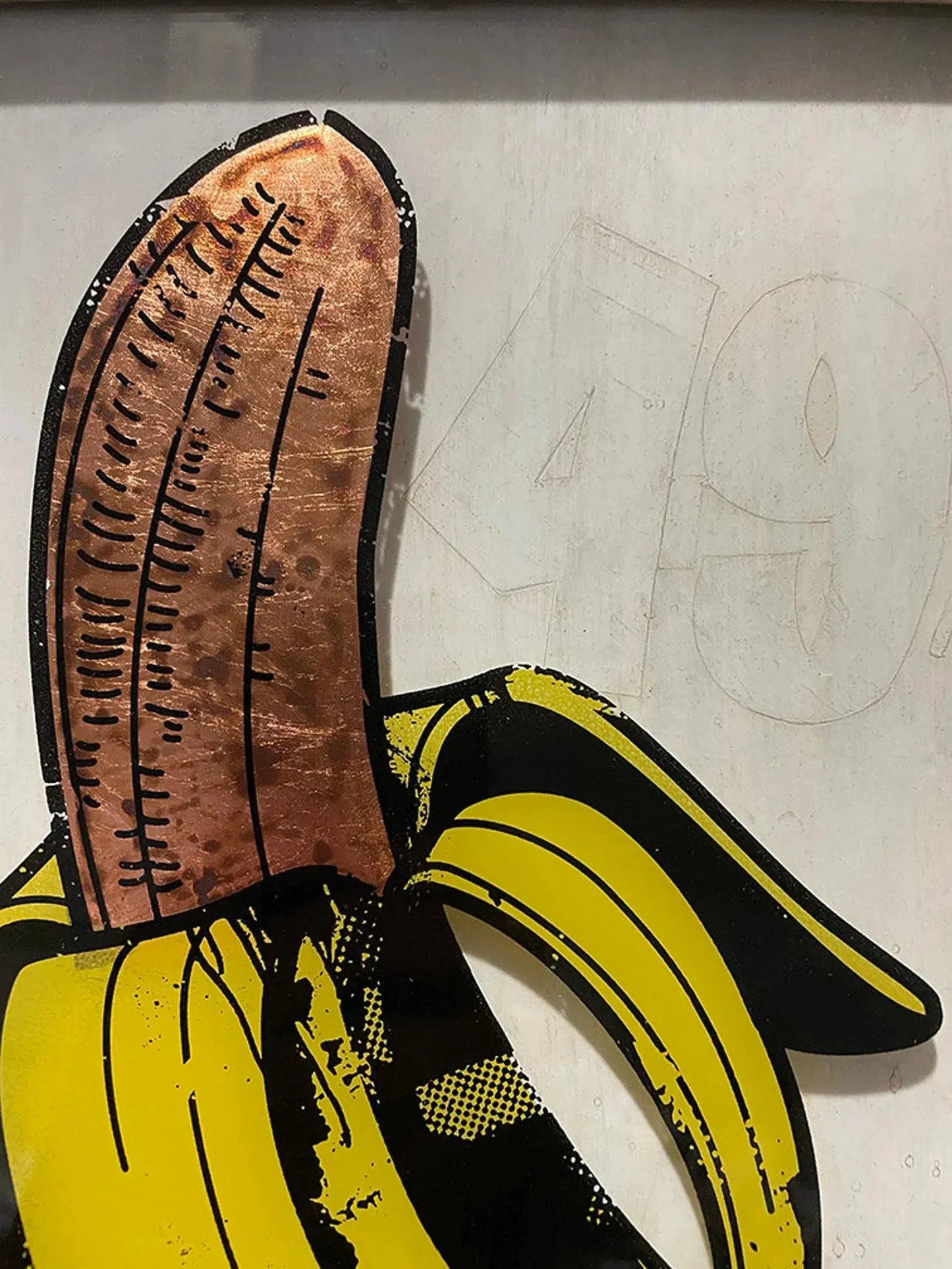 Banana Pop Art Peel Slowly #1 Warhol Style Modern 60s original artwork by Nermonger at Rebel Girl Rampage