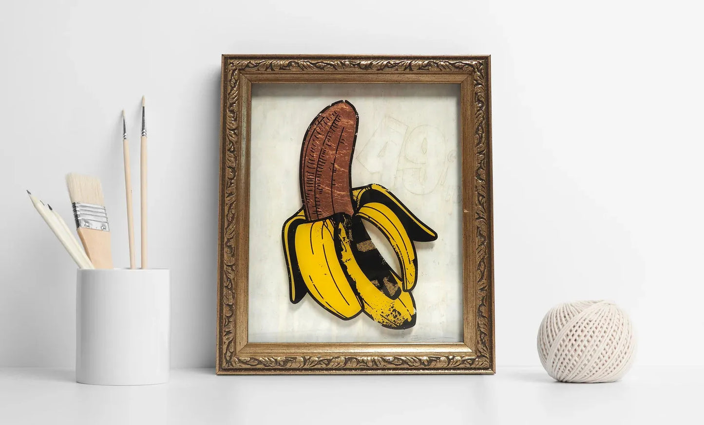 Banana Pop Art Peel Slowly #1 Warhol Style Modern 60s original artwork by Nermonger at Rebel Girl Rampage