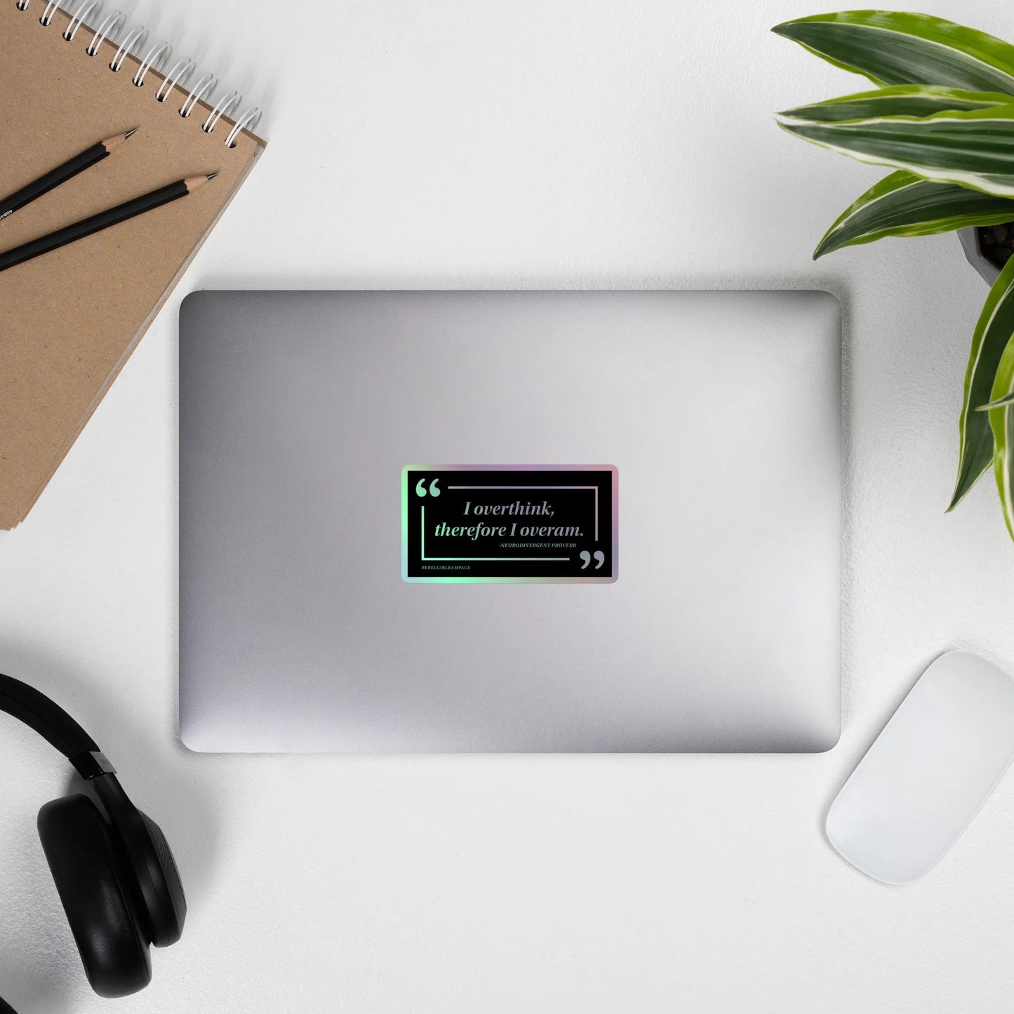 Overthinkers holographic Laptop Vinyl Sticker, Neurodivergent, Bumper Sticker, Rebel Girl Rampage