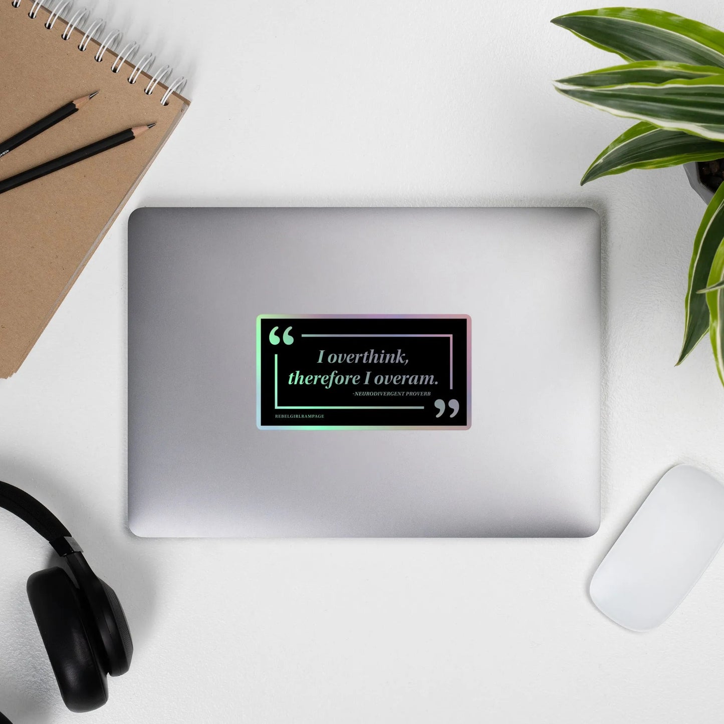 Overthinkers holographic Laptop Vinyl Sticker, Neurodivergent, Bumper Sticker, Rebel Girl Rampage