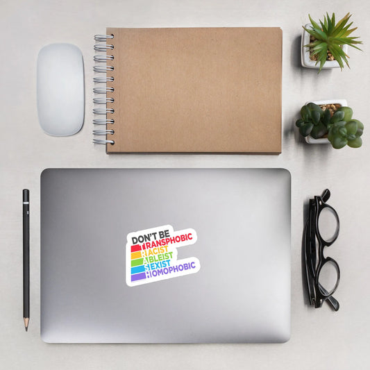 Don’t Be TRASH Stickers, Inclusivity anti Racist, LGBTQ, Feminist, pro Choice, accessibility Rebel Girl Rampage