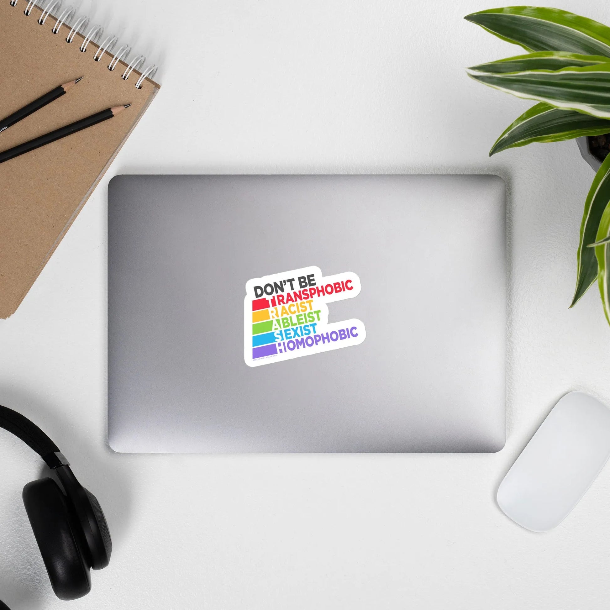 Don’t Be TRASH Stickers, Inclusivity anti Racist, LGBTQ, Feminist, pro Choice, accessibility Rebel Girl Rampage