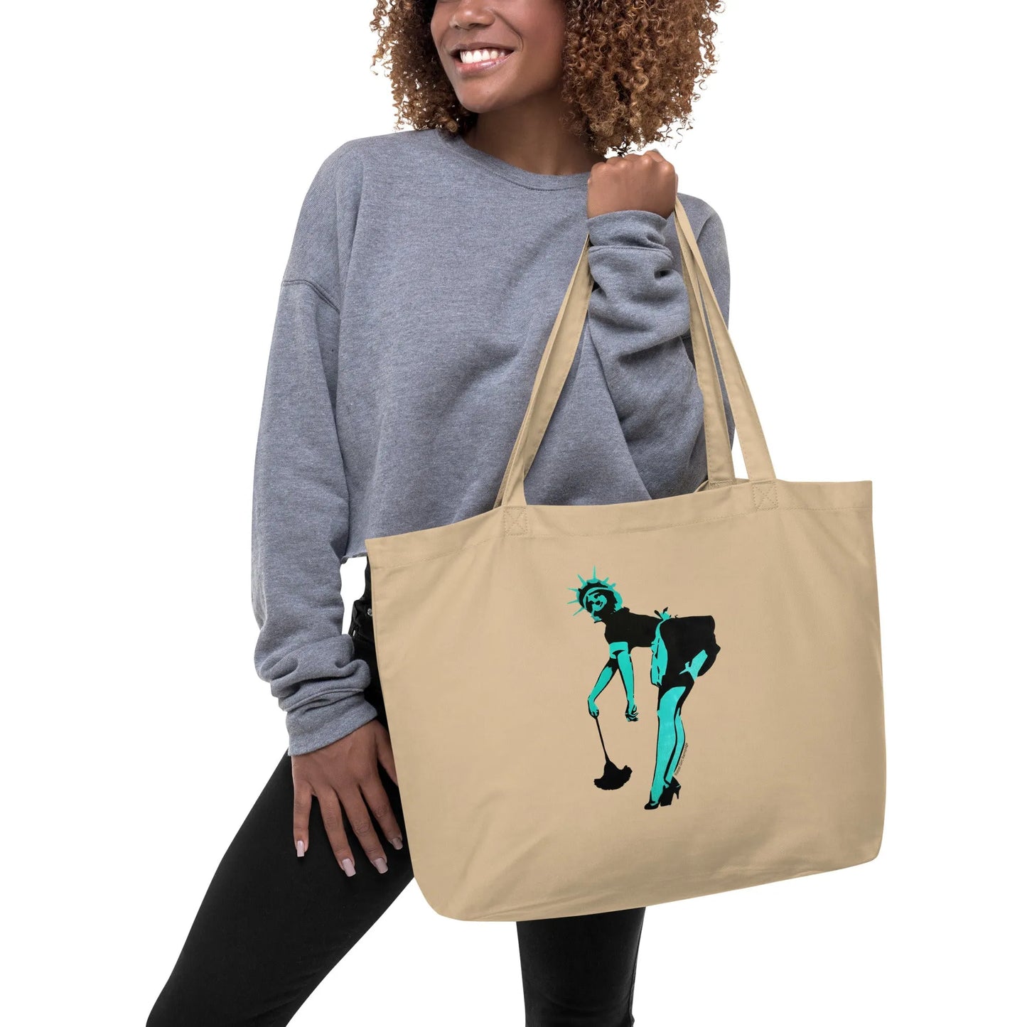 Lady Liberty Statue of liberty graffiti stencil art French Maid Reusable shopping tote bag Rebel Girl Rampage