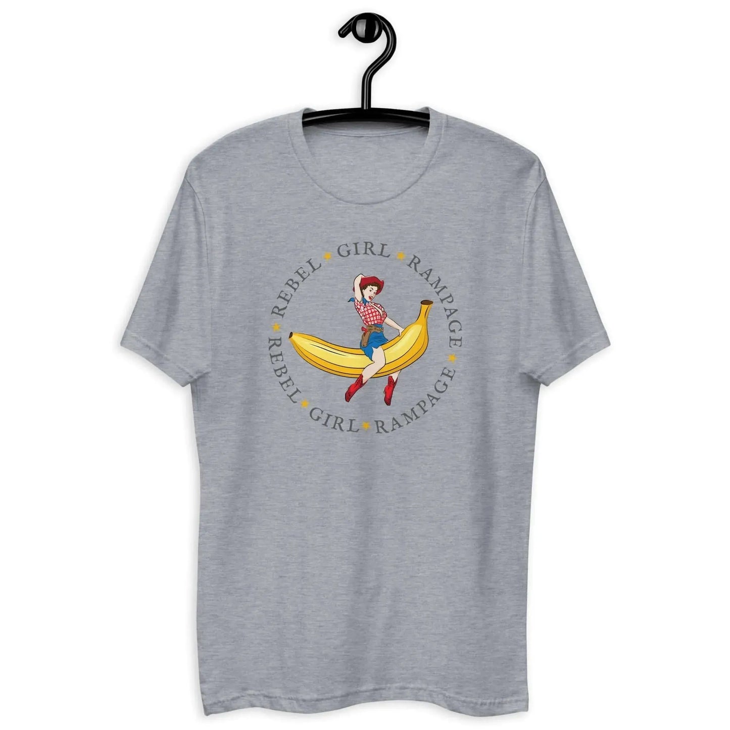 Rebel Girl Rampage Pinup Cowgirl LogoUnisex T-Shirt, Retro Vintage Style, Banana, Texas, Western, Rebel Girl Rampage